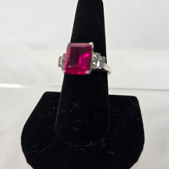 Ruby Color Gemstone Ring .925 Sterling Silver Women's 8.5 Cubic Zirconia NWOT - Picture 8 of 16